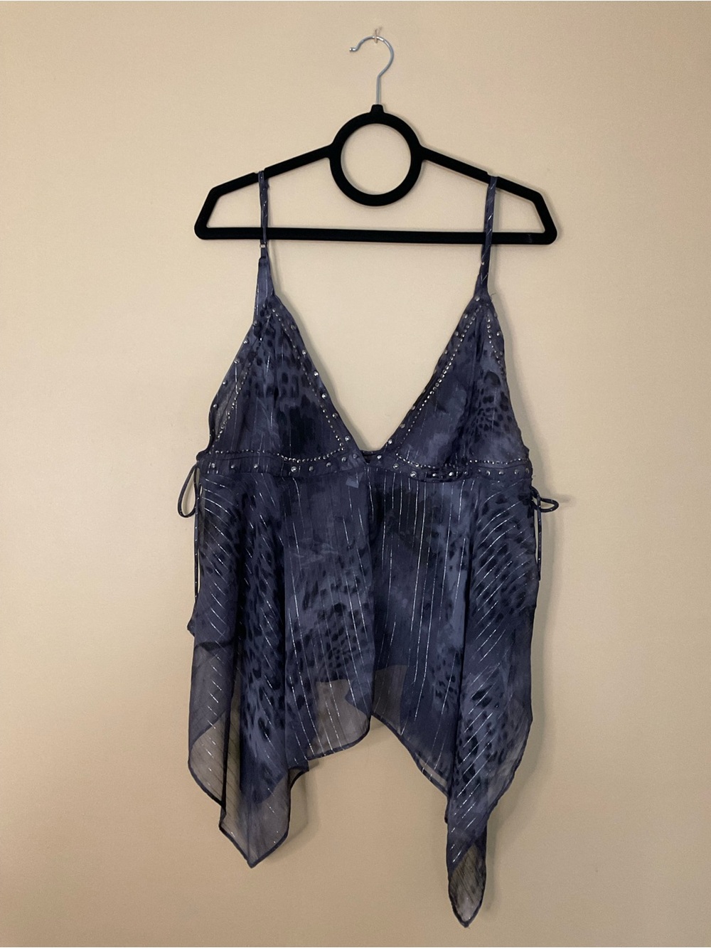Urban Outfitters Navy Handkerchief Hem Spaghetti Strap Camisole